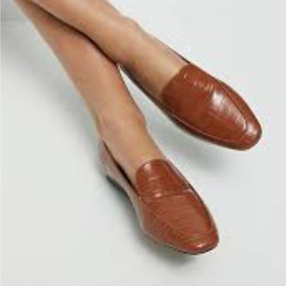 ENZO ANGIOLINI WOMEN"S LIBERTY  BROWN LEATHER SLIP- ON CROP PRINT DESIGN FLAT - Picture 1 of 15